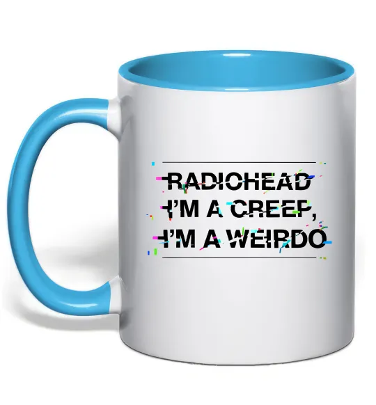 Чашка с цветной ручкой Radiohead Creep Голубой фото