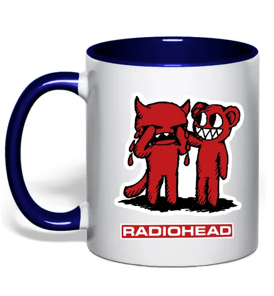 Чашка с цветной ручкой Radiohead amnesiac Глубокий темно-синий фото