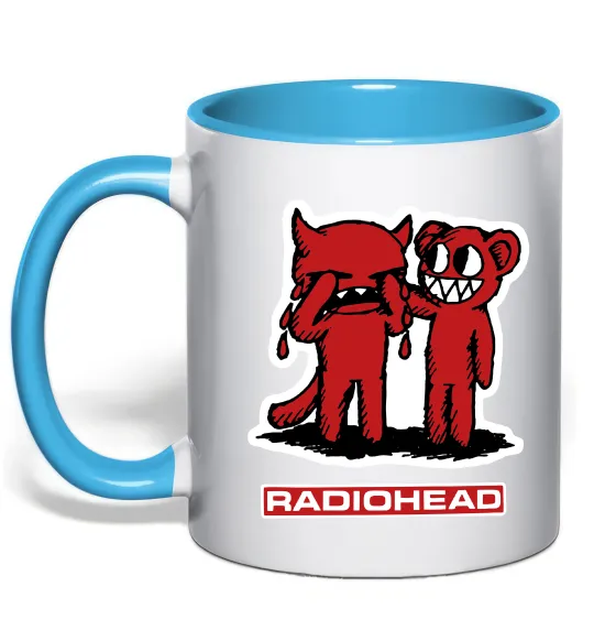 Чашка с цветной ручкой Radiohead amnesiac Голубой фото