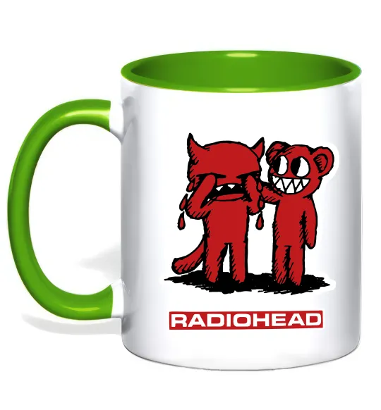 Чашка с цветной ручкой Radiohead amnesiac Зеленый фото