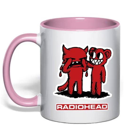 Чашка с цветной ручкой Radiohead amnesiac Нежно розовый фото