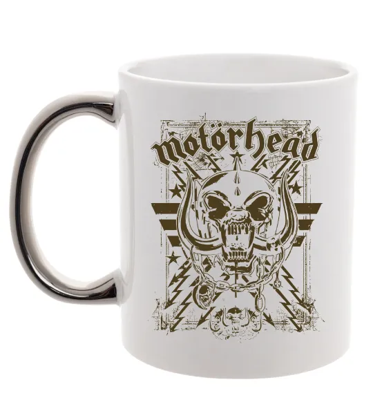 Чашка з кольоровою ручкою Motorhead Срібло фото