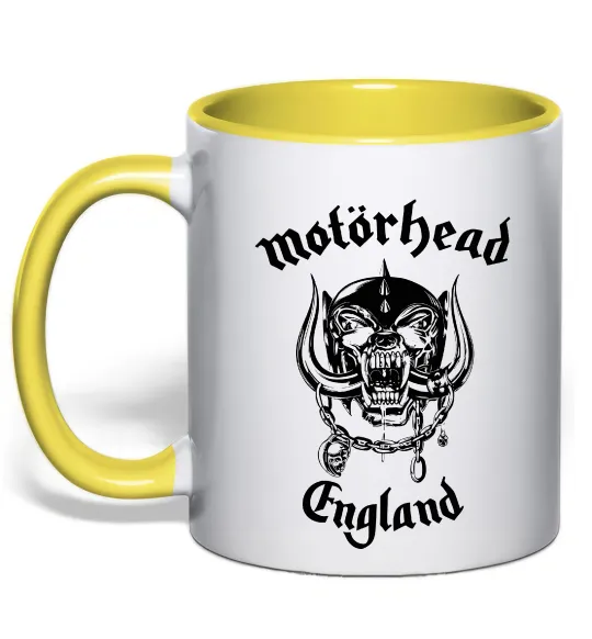 Чашка з кольоровою ручкою Motorhead England Лимонний фото