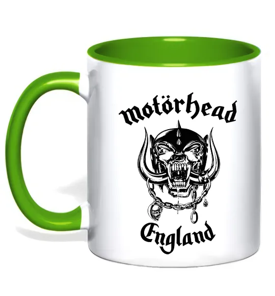 Чашка з кольоровою ручкою Motorhead England Зелений фото