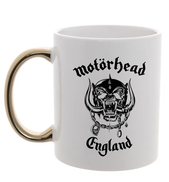 Чашка з кольоровою ручкою Motorhead England Золото фото