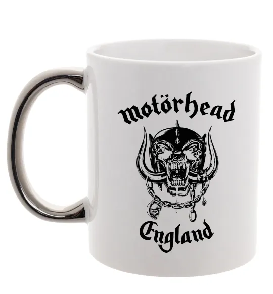 Чашка з кольоровою ручкою Motorhead England Срібло фото