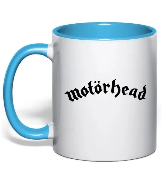 Чашка з кольоровою ручкою Motorhead logo Блакитний фото