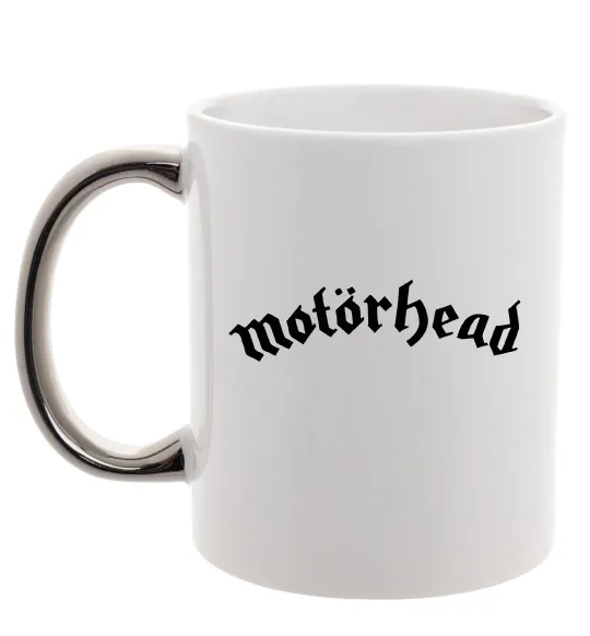 Чашка з кольоровою ручкою Motorhead logo Срібло фото