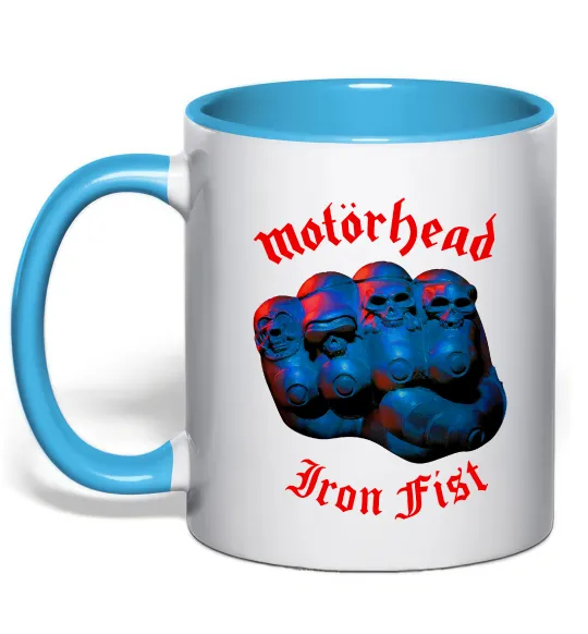 Чашка з кольоровою ручкою Motorhead Iron fist Блакитний фото