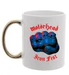 Чашка з кольоровою ручкою Motorhead Iron fist Золото фото