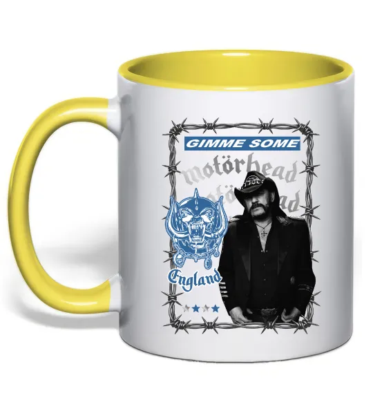 Чашка з кольоровою ручкою Motorhead Gimme some Лимонний фото