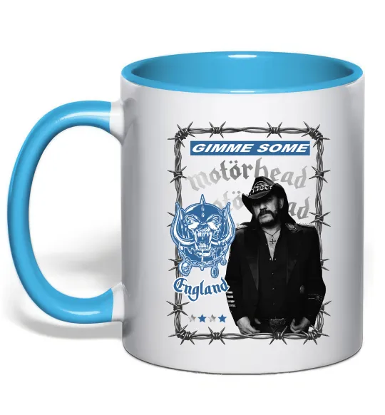Чашка с цветной ручкой Motorhead Gimme some Голубой фото