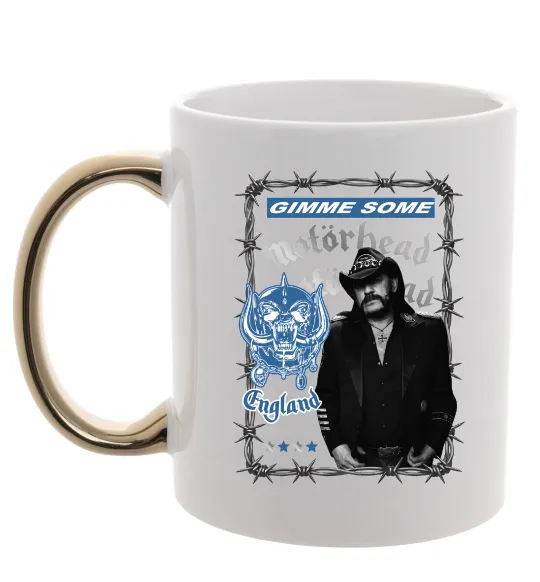 Чашка с цветной ручкой Motorhead Gimme some Золото фото