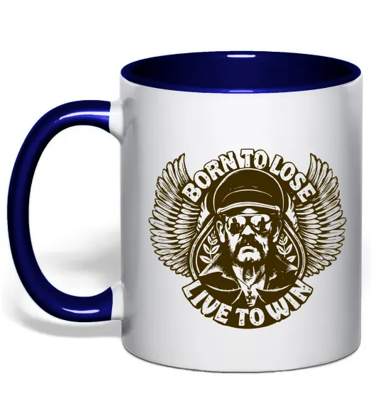 Чашка с цветной ручкой Lemmy Born to lose live to win Глубокий темно-синий фото