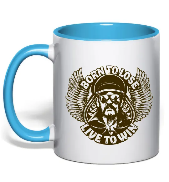 Чашка с цветной ручкой Lemmy Born to lose live to win Голубой фото