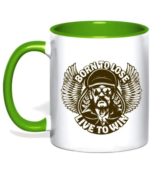 Чашка с цветной ручкой Lemmy Born to lose live to win Зеленый фото