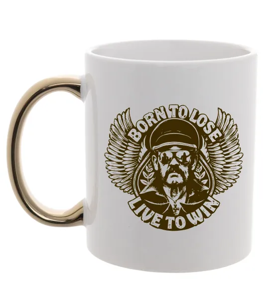 Чашка с цветной ручкой Lemmy Born to lose live to win Золото фото