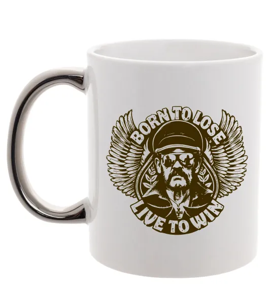 Чашка с цветной ручкой Lemmy Born to lose live to win Серебро фото