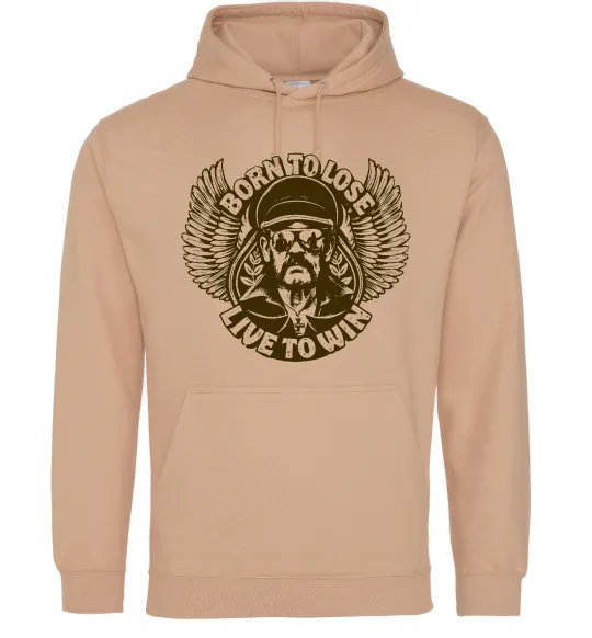 Мужская толстовка (худи) Lemmy Born to lose live to win Песочный фото