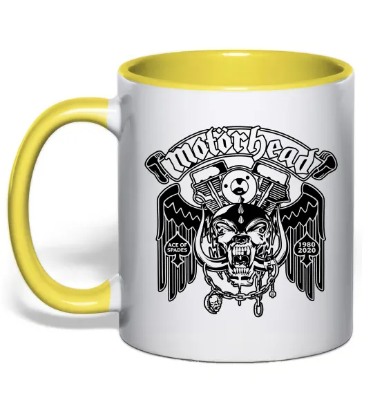 Чашка з кольоровою ручкою Motorhead Ace of spades Лимонний фото
