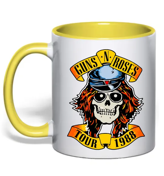 Чашка с цветной ручкой Guns N Roses tour 1988 Солнечно желтый фото