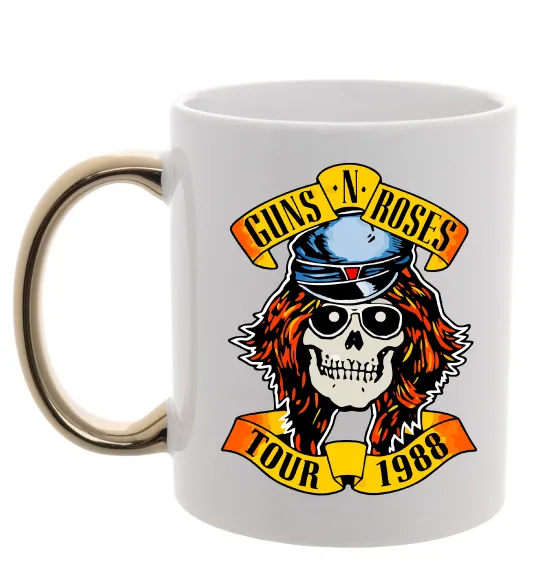 Чашка с цветной ручкой Guns N Roses tour 1988 Золото фото