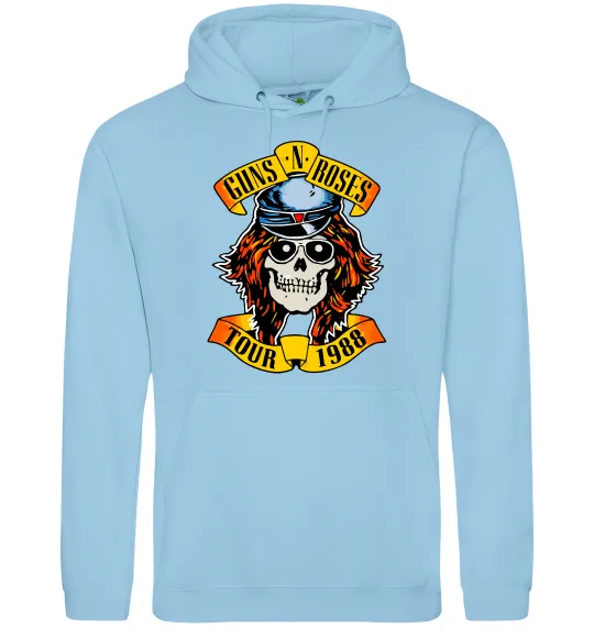 Чоловіча толстовка (худі) Guns N Roses tour 1988 Блакитний фото