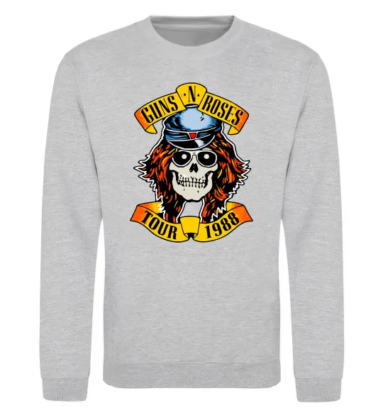 Світшот Guns N Roses tour 1988 Сірий меланж фото