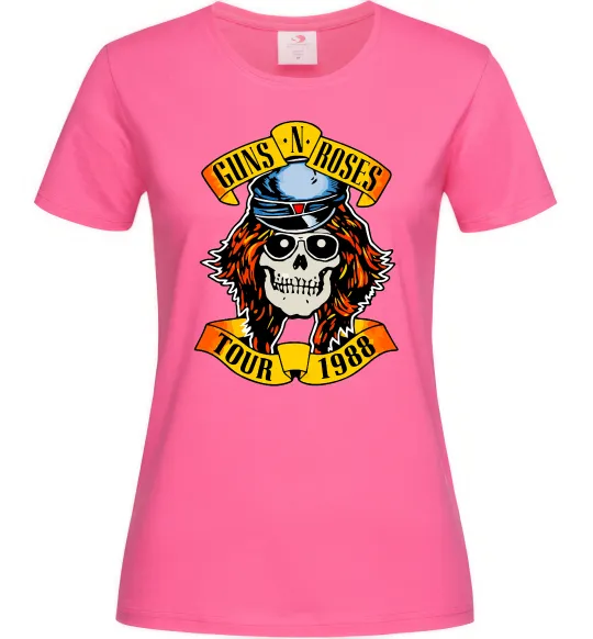 Женская футболка Guns N Roses tour 1988 Ярко-розовый фото