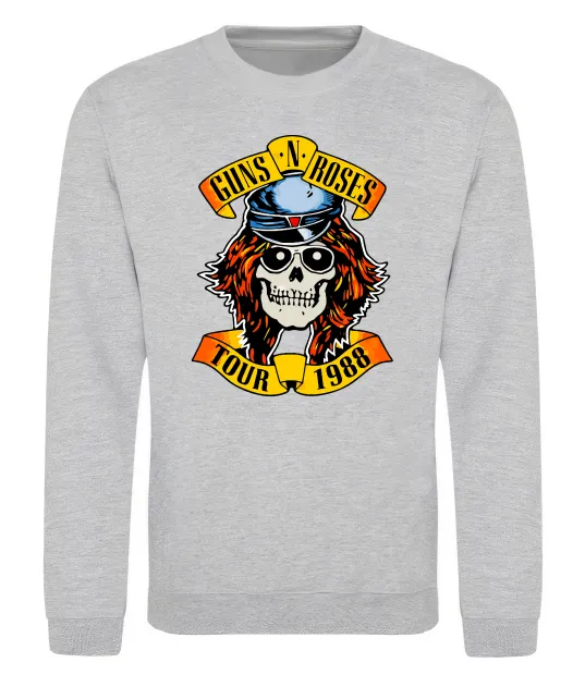 Світшот Guns N Roses tour 1988 Сірий меланж фото