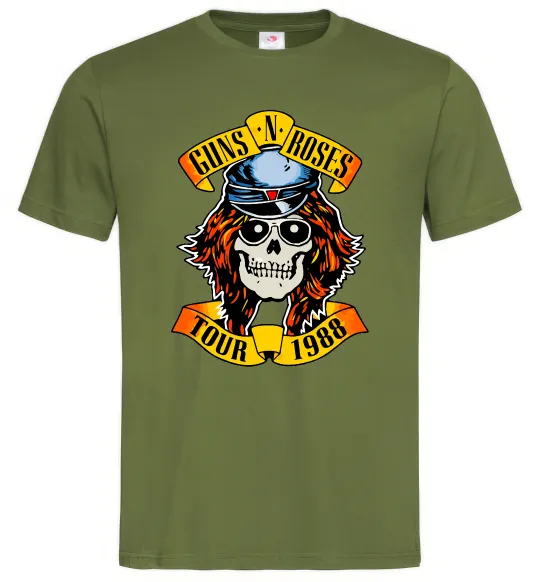 Чоловіча футболка Guns N Roses tour 1988 Оливковий фото