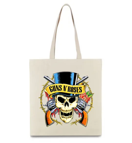 Эко-сумка Ганс н роузес череп Бежевый фото