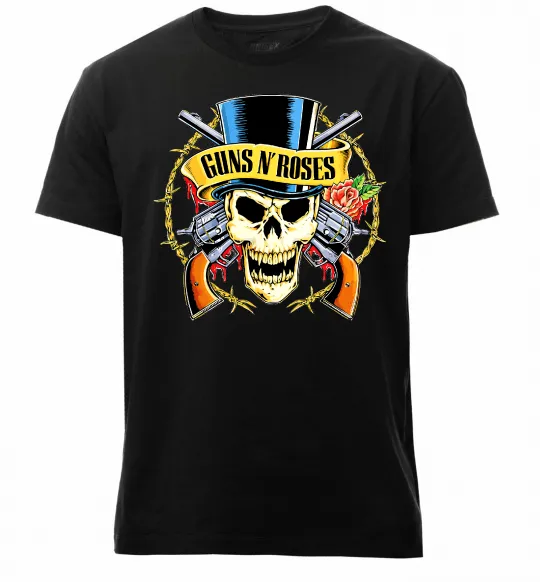 Чоловіча преміум футболка Ганс н роузес череп Чорний фото