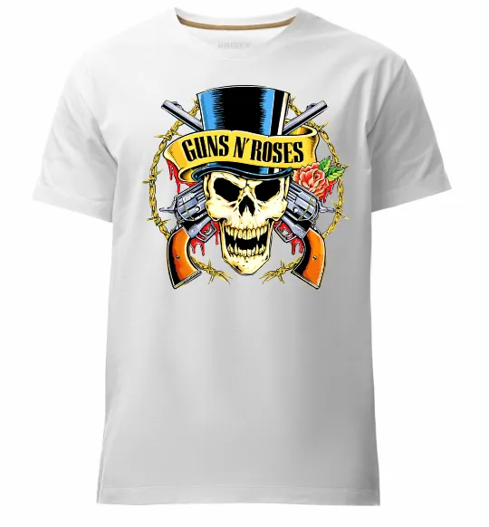 Чоловіча преміум футболка Ганс н роузес череп Білий фото