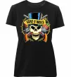 Жіноча преміум футболка Ганс н роузес череп Чорний фото