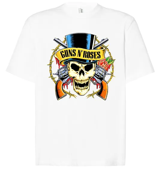 Футболка Оверсайз Ганс н роузес череп Білий фото