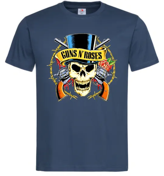 Чоловіча футболка Ганс н роузес череп Темно-синій фото