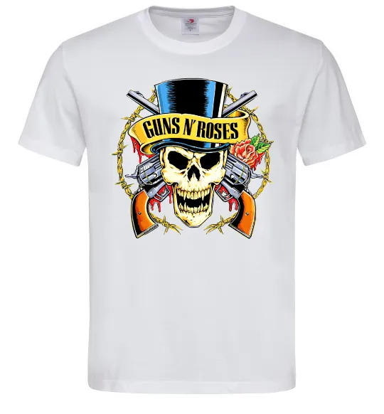 Чоловіча футболка Ганс н роузес череп Білий фото
