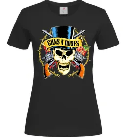 Женская футболка Ганс н роузес череп Черный фото
