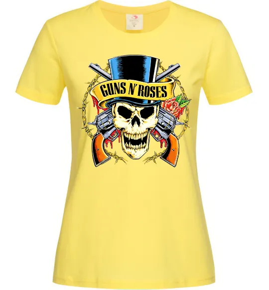 Женская футболка Ганс н роузес череп Лимонный фото