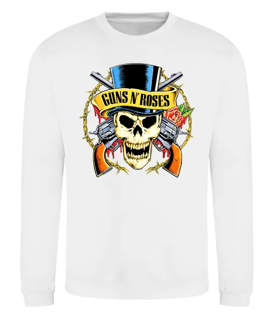 Свитшот Ганс н роузес череп Белый фото