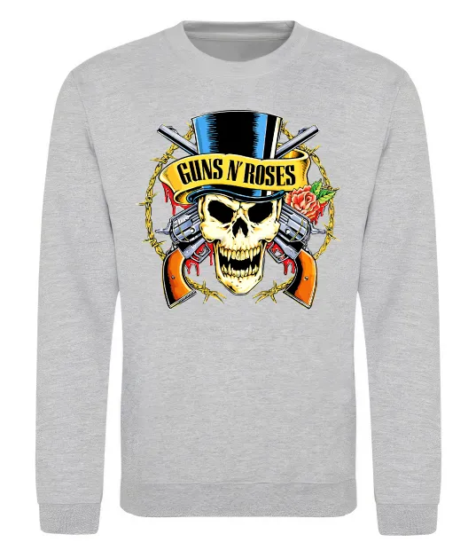 Свитшот Ганс н роузес череп Серый меланж фото