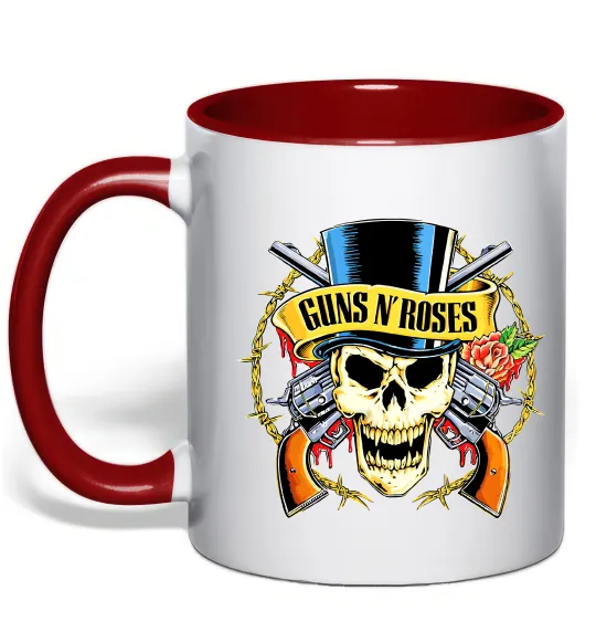 Чашка с цветной ручкой Ганс н роузес череп Красный фото