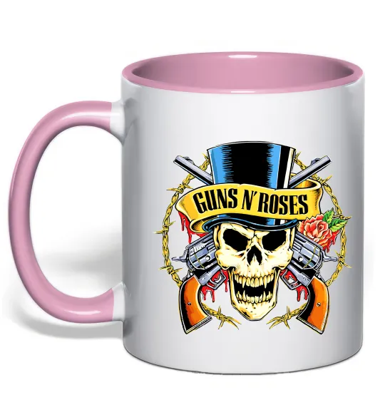 Чашка с цветной ручкой Ганс н роузес череп Нежно розовый фото