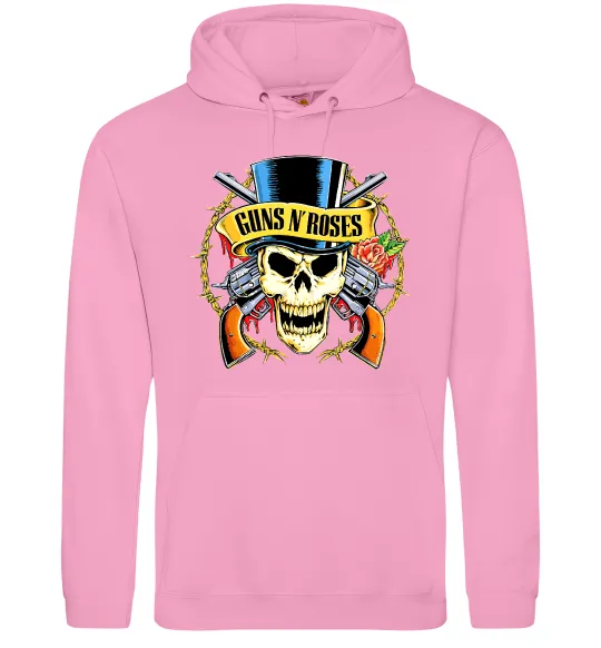 Женская толстовка (худи) Ганс н роузес череп Розовый фото