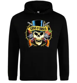 Женская толстовка (худи) Ганс н роузес череп Черный фото