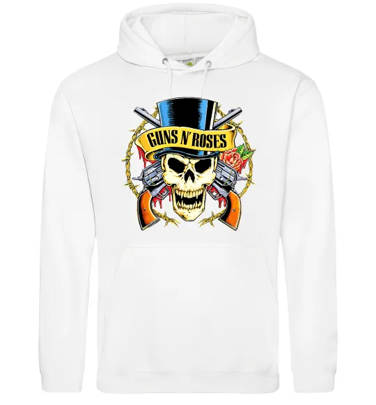 Жіноча толстовка (худі) Ганс н роузес череп Білий фото