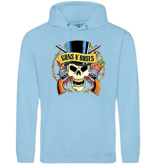 Женская толстовка (худи) Ганс н роузес череп Голубой фото