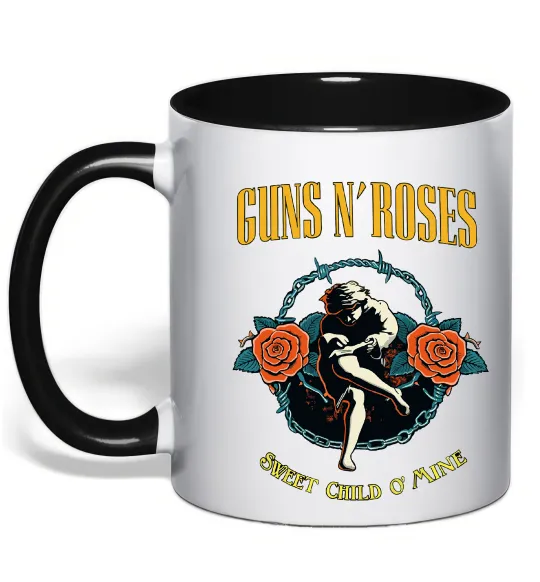 Чашка с цветной ручкой Guns N`Roses Sweet child Черный фото