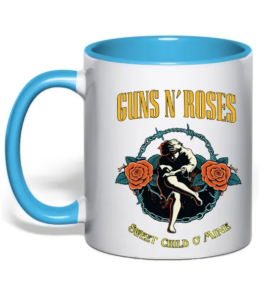 Чашка с цветной ручкой Guns N`Roses Sweet child Голубой фото